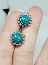 Vintage Sterling Silver Navajo Turquoise Flower Screwback Earrings
