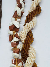 Pair Of Golden And White Necklaces Goldstone White Stone Chip And Seed Bead