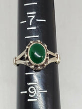 Sterling Silver Handmade Green Onyx Bead Accent Adjustable Ring Size 8