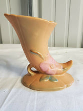 Vintage Weller Pottery Orange Floral Horn Vase