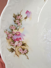 Antique Pair Of Crown Dresden Germany Pink Flower Embossed Bone Dishes