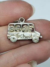 Sterling Silver EFS Signed School Bus Charm/Pendant
