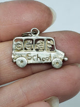 Sterling Silver EFS Signed School Bus Charm/Pendant