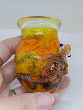 Handmade Lampwork Glass Opalite Orange Gecko Hand Blown Candle Votive/Small Vase