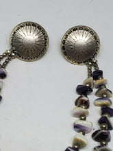 Vintage Southwest Sterling Silver Stamped Disc Amethyst Chip Sweater Guard