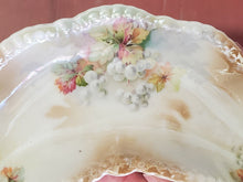 Antique Pair Of Silesia Lusterware Transferware Floral Embossed Bone Dishes