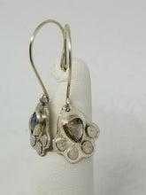 White Rainbow Moonstone Handmade Sterling Silver Cat Paw Earrings
