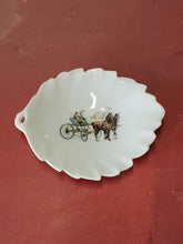 Vintage White Porcelain Horse And Carriage Leaf Shaped Plate