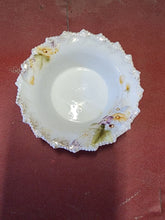 Antique Unmarked White Porcelain Hand Painted Flowers Scalloped Edge Ramekin