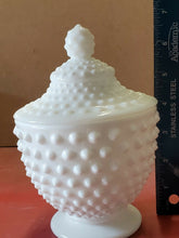 Vintage Fenton White Milk Glass Hobnail Cookie Jar With Lid