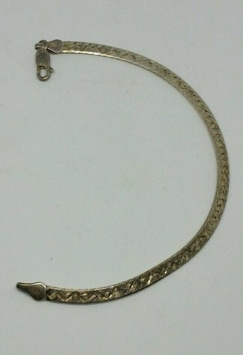 Vintage Sterling Silver 925 Herringbone Textured Bracelet. Made in Italy