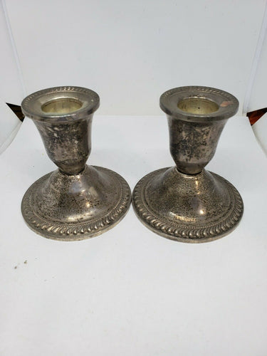 Vintage Pair Duchin Creation Sterling Silver Weighted Short Candlestick Holders