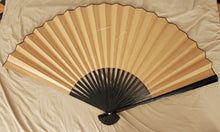 Vintage Huge Hand Painted Peacocks Japanese Folding Fan Wood Handle 68" X 40"