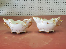Antique Porcelain Hand Formed Gold Filigree Bone China Creamer And Sugar Bowl