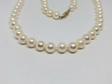 Vintage 14k Yellow Gold 18" 6.8mm Saltwater Akoya Hand Knotted Pearl Necklace