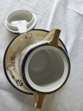 Vintage Noritake Hand Painted Blue & Gold Trim Sugar Bowl Made In Japan