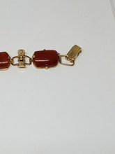 Vintage Gold Tone Rectangular Carnelian Bracelet Wire Frame 6 15/16"