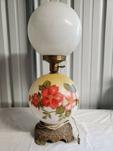 Vintage Gone With The Wind Globe Lamp Hand Painted Flowers Electrified