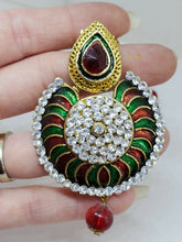 Gold Tone Pakistani Bollywood Style Enamel Rhinestone Earrings And Necklace Set