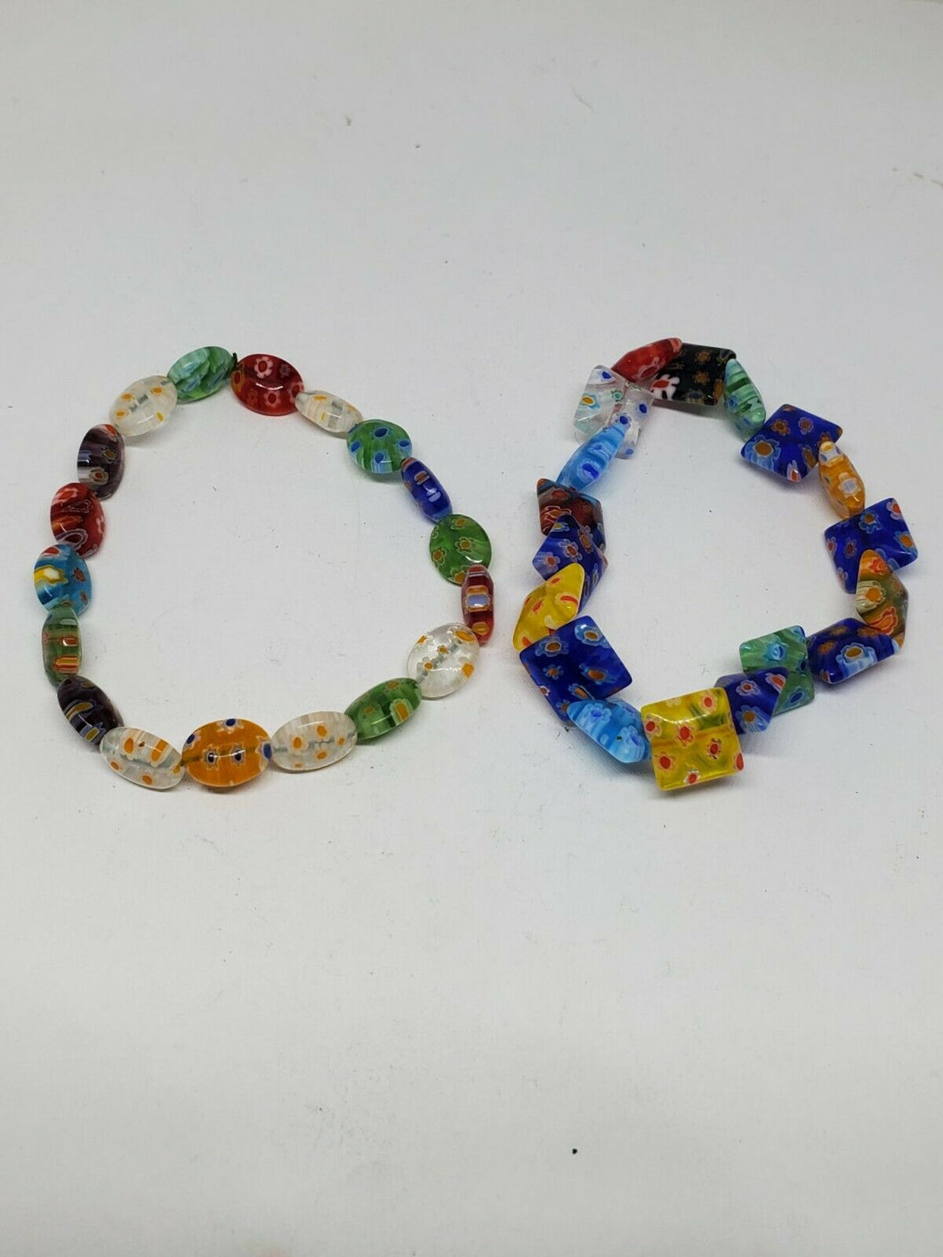 Vintage Stretch Bracelet Murano Glass Colorful Panel Elastic Bracelet  Elastic Bracelet Multicolored Vintage Glass Beads - Etsy