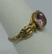 Vintage Navajo Sterling Silver 925 Pink Round Cut CZ Leaf Design Ring