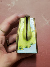 Vintage Charlotte Di Vita Brass Enamel Scenic Farm Miniature Teapot