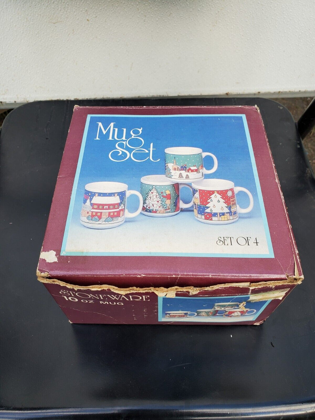 Set Of 4 Vintage Christmas Mugs Porcelain Coffee Cup Set 1 Different