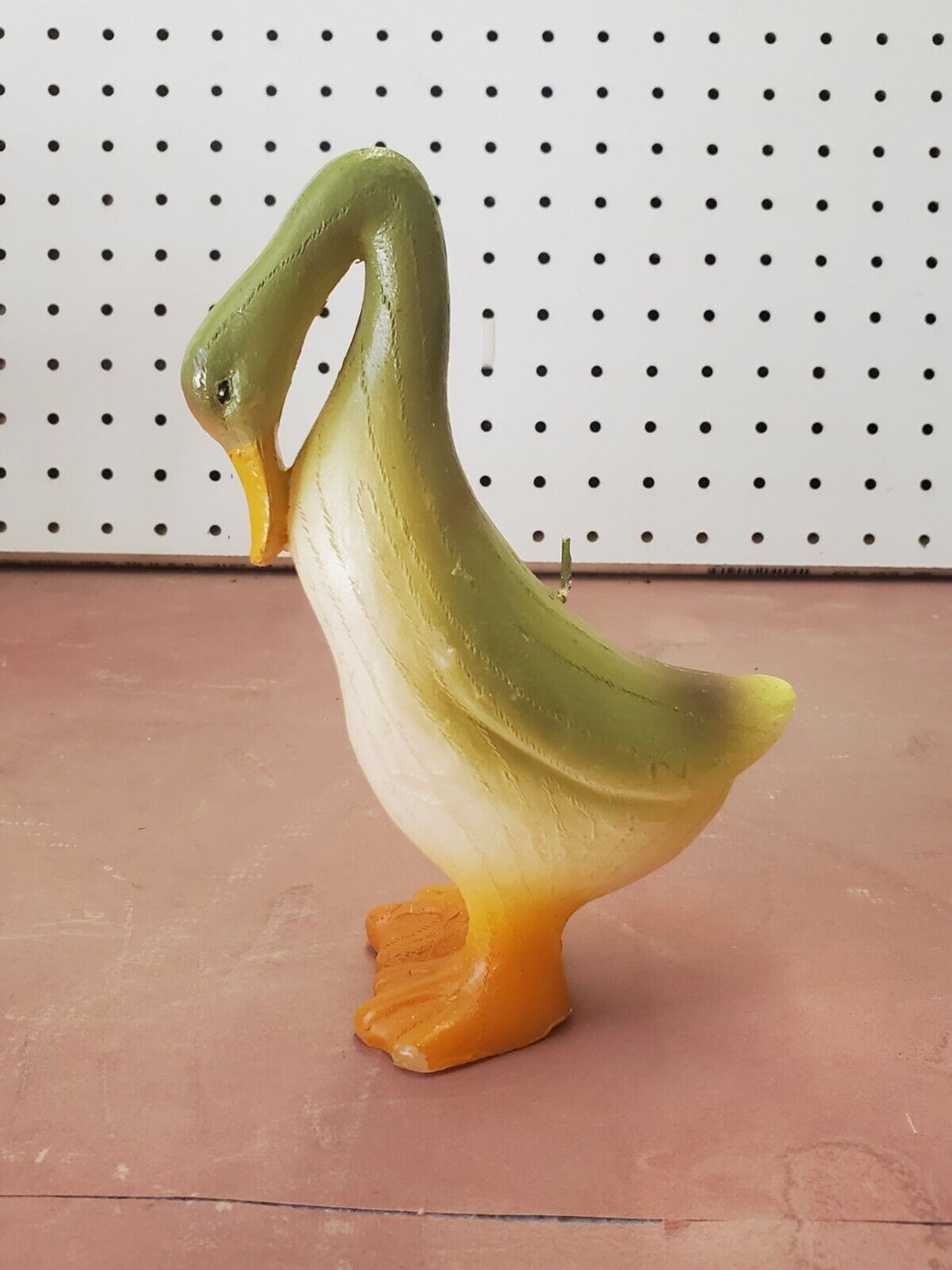 Vintage Green Handmade Goose Figural Animal Candle 6 1/2
