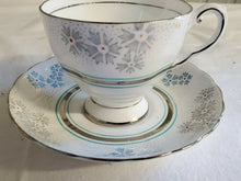 Vintage Tuscan Fine English Bone China Blue/Silver Snowflake Cup & Saucer