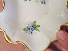 Antique Limoges France Blue Flowers Gold Trim Ruffled Edge Relish Dish