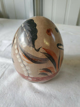 Vintage Mexican Tonala Hand Painted Birds Pottery Folk Art Egg