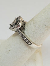 Sterling Silver Diamond Heart Cathedral Setting Ring Engagement Size 6