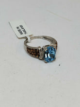 SAI Sterling Silver Blue White And Amber Crystal Rhinestone Ring