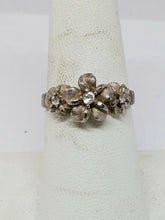 Sterling Silver Triple Plumeria Flower Cubic Zirconia Ring Size 6.5