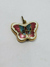 Vintage Gold Plated Cloisonne Colorful Butterfly Charm/Pendant