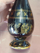 Vintage Black Porcelain Bud Vase 24k Gold Made In Greece