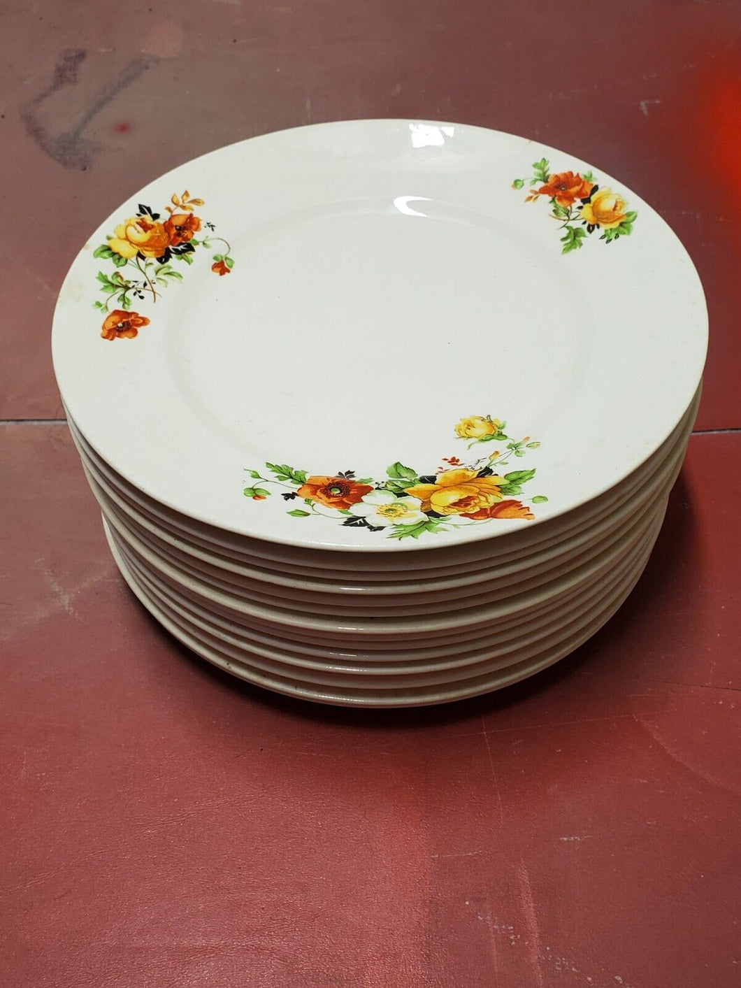 Vintage 14pc Homer Laughlin Orange Yellow Flowers D36 N8 Luncheon Plat Fire And Stone Jewelry