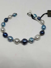 Honora Sterling Silver Blue & White Circle Baroque Pearl Flexible Cuff Bracelet