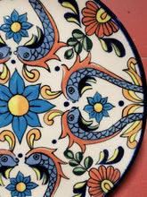 Vintage Erandi Tonala Mexico Colorful Flower And Fish Pattern Luncheon Plate