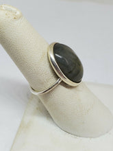Sterling Silver Handmade Labradorite Oval Cabochon Open Back Ring Size 6.5