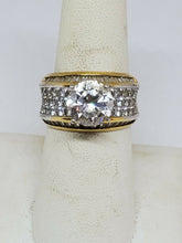 Vintage Sterling Silver Gold Plated PAJ 925 Cubic Zirconia Solitaire Ring Size 7