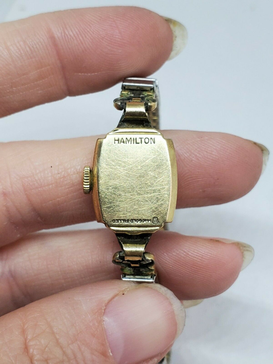 Vintage Hamilton 14k Gold Filled Ladies Wristwatch 17 Jewels Fire And Stone Jewelry