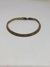 FAS Sterling Silver Gold Plated Panther/Woven Chevron Link Chain Bracelet 7.25"