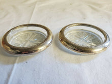 Antique 1883 Sterling Silver FB Rogers Silver Co Crystal/Glass Coasters Set Of 2