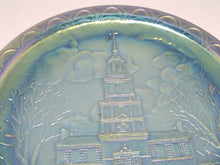 Vintage Fenton Blue Carnival Glass Independence Hall Collectors Plate