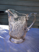 Vintage Clear Cut Pressed Glass Heart And Sunburst Drink Pitcher