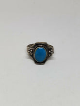Vintage 800 Silver HB Harvey Begay Blue Turquoise Bead Accent Ring Size 8.5