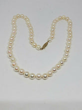 Vintage 14k Yellow Gold 18" 6.8mm Saltwater Akoya Hand Knotted Pearl Necklace