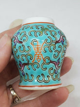 Vintage Chinese Blue Famille Rose Miniature Ginger Jar