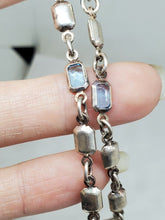Vintage Sterling Silver Blue Topaz Open Back Bracelet 7.25"